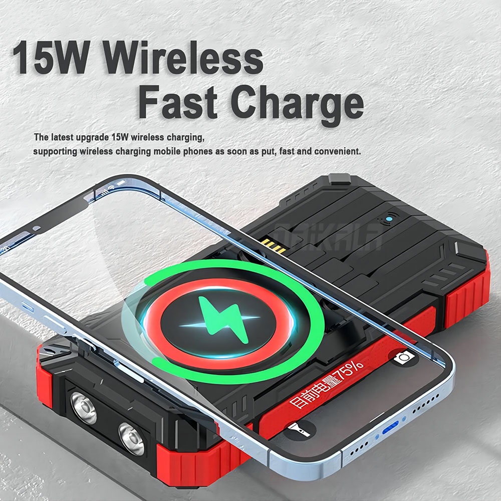 Built-in Cable PD22W Fast Charging Solar Power Bank 26800mAh | Outdoor Portable Charger Built-in Cable PD22W Fast Charging Solar Power Bank 26800mAh | Outdoor Portable Charger