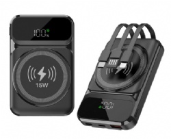 New Style Built-in Cable with Digital Display Portable Wireless Magnetic Power Bank