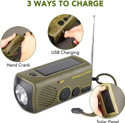 Emergency Weather Radio AM/FM 5000mWh Portable Power Bank Solar Hand Crank Radio For Outdoor
