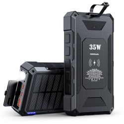Upgraded Waterproof Multi-function Power Supply 15 Wireless Charging Solar Power Bank 20000mah