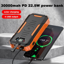 Customizable Logo Package 30000 Mah Usb Wireless Charger Solar Power Bank Portable