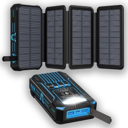 PD22.5W Fast Charging Built in Type C Cable Foldable Solar Panel Portable Solar Power Bank 20000Mah